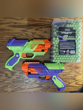 Kids Foam Blaster Twin Pack with Green & Purple Blasters